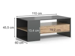 Mesa De Centro|Vicco Mesa de centro carvalho goldkraft 110x60x45.5 fabien Natural escuro