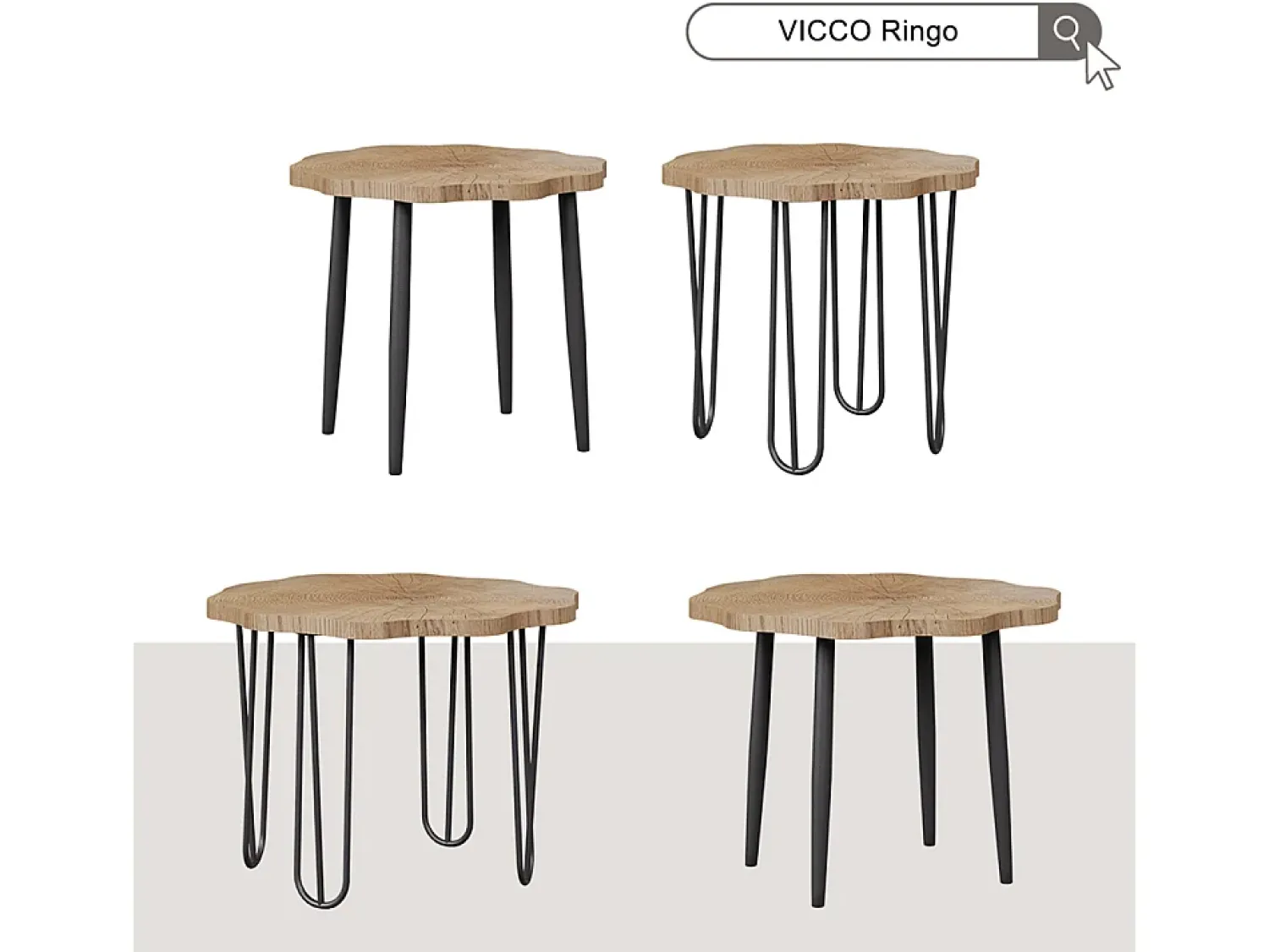 Mesa De Centro*Vicco Mesa de centro carvalho 50x50x2.5 ringo Natural claro