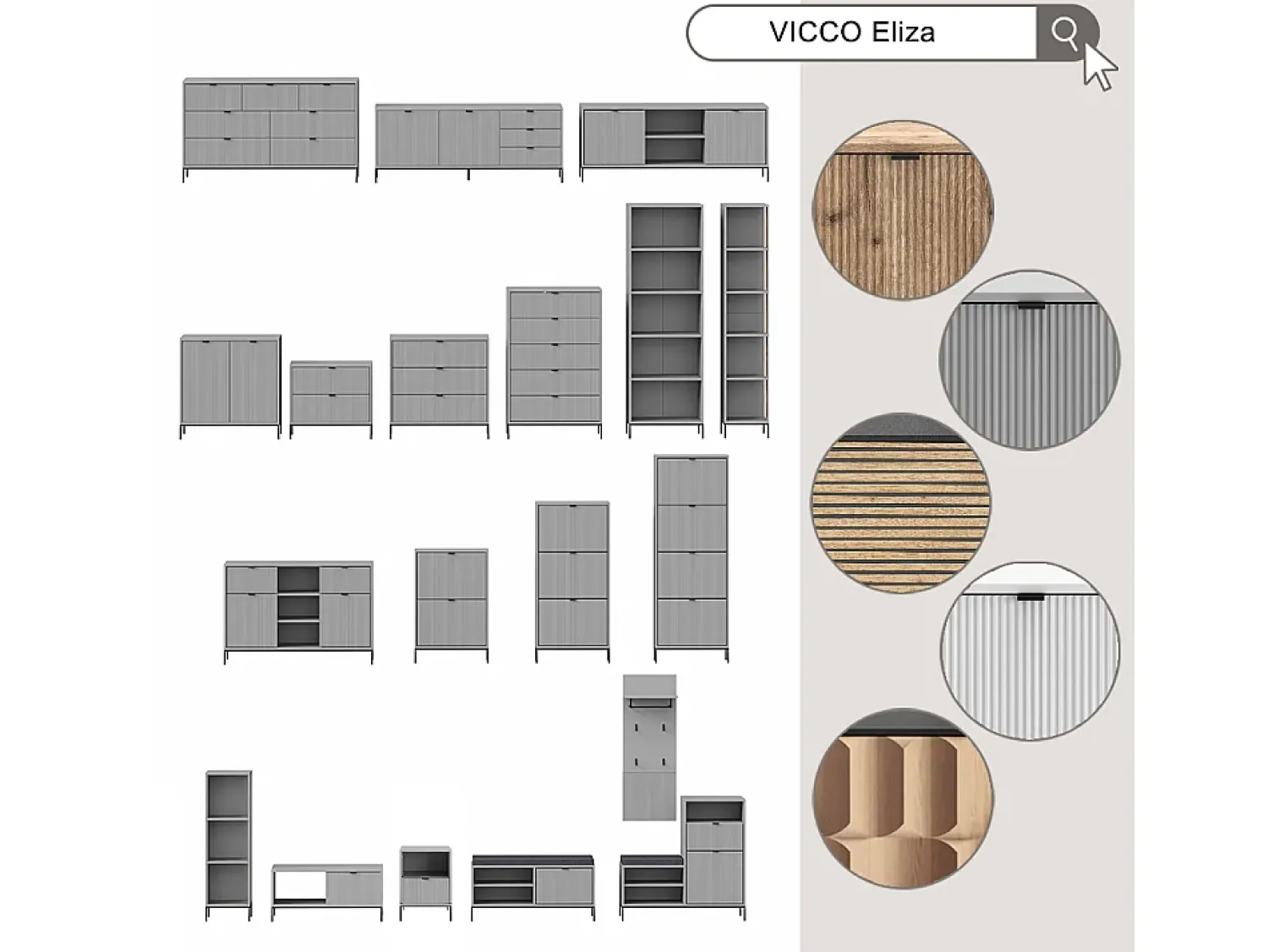 Mesa De Centro*Vicco Mesa de centro cinza 90x50x45 eliza Cinzento