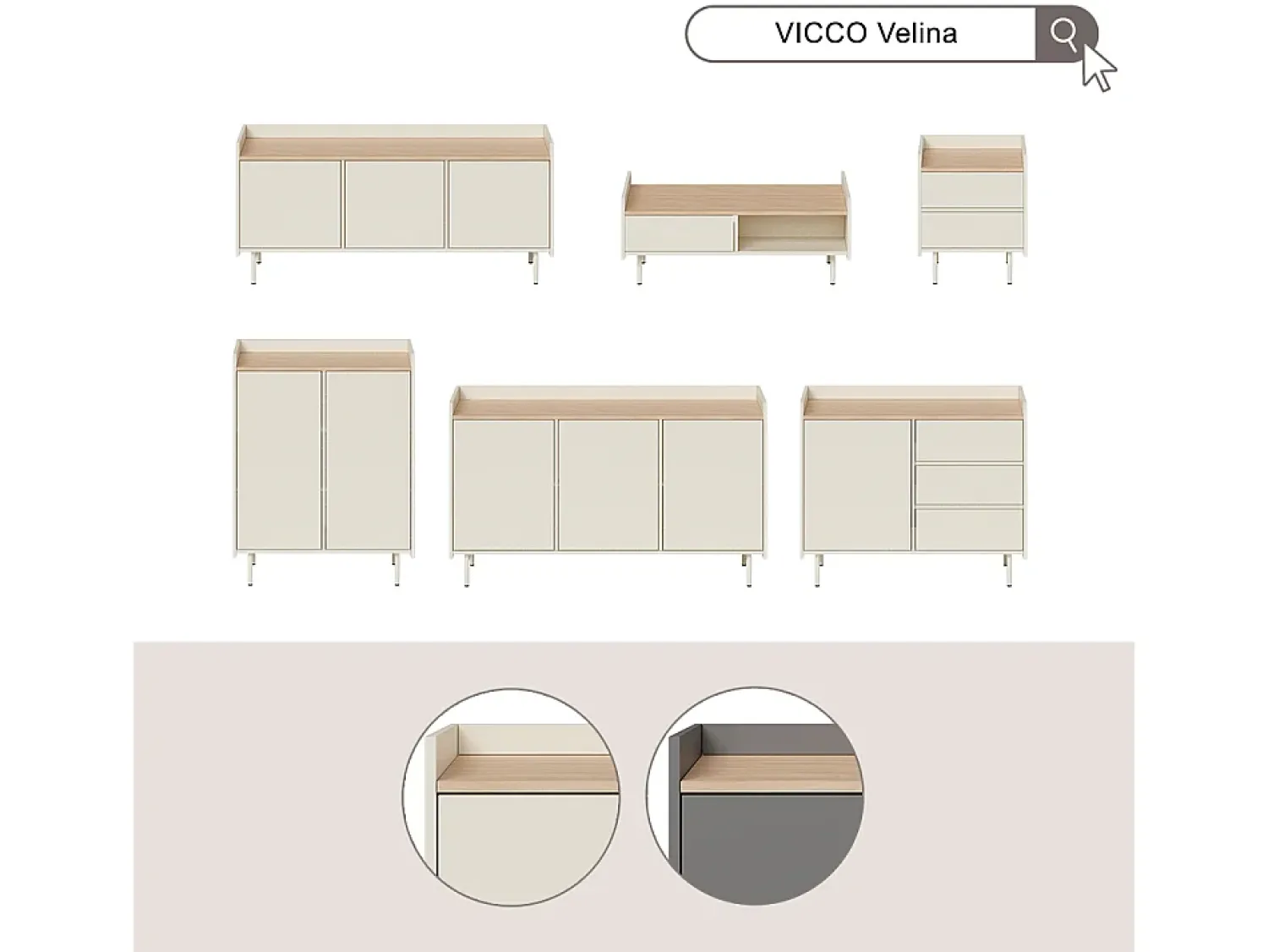 Mesa De Centro|Vicco Mesa de centro cinza 100x50x40 velina Cinzento