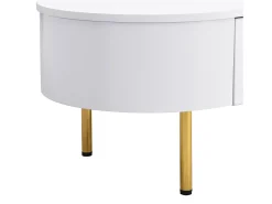 Mesa De Centro*Merax Mesa de centro com 2 gavetas - 108 x 50 x 40 cm - puxadores e pés dourados - cantos curvos - MDF - Branco