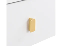 Mesa De Centro*Merax Mesa de centro com 2 gavetas - 108 x 50 x 40 cm - puxadores e pés dourados - cantos curvos - MDF - Branco