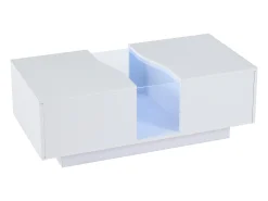 Mesa De Centro|Hauss Spole Mesa de centro com 2 gavetas e LED, em MDF e acrílico, lacado brilhante Branco