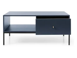 Mesa De Centro* Mesa de centro com 1 gaveta e pés de metal preto 104x68 cm Azul