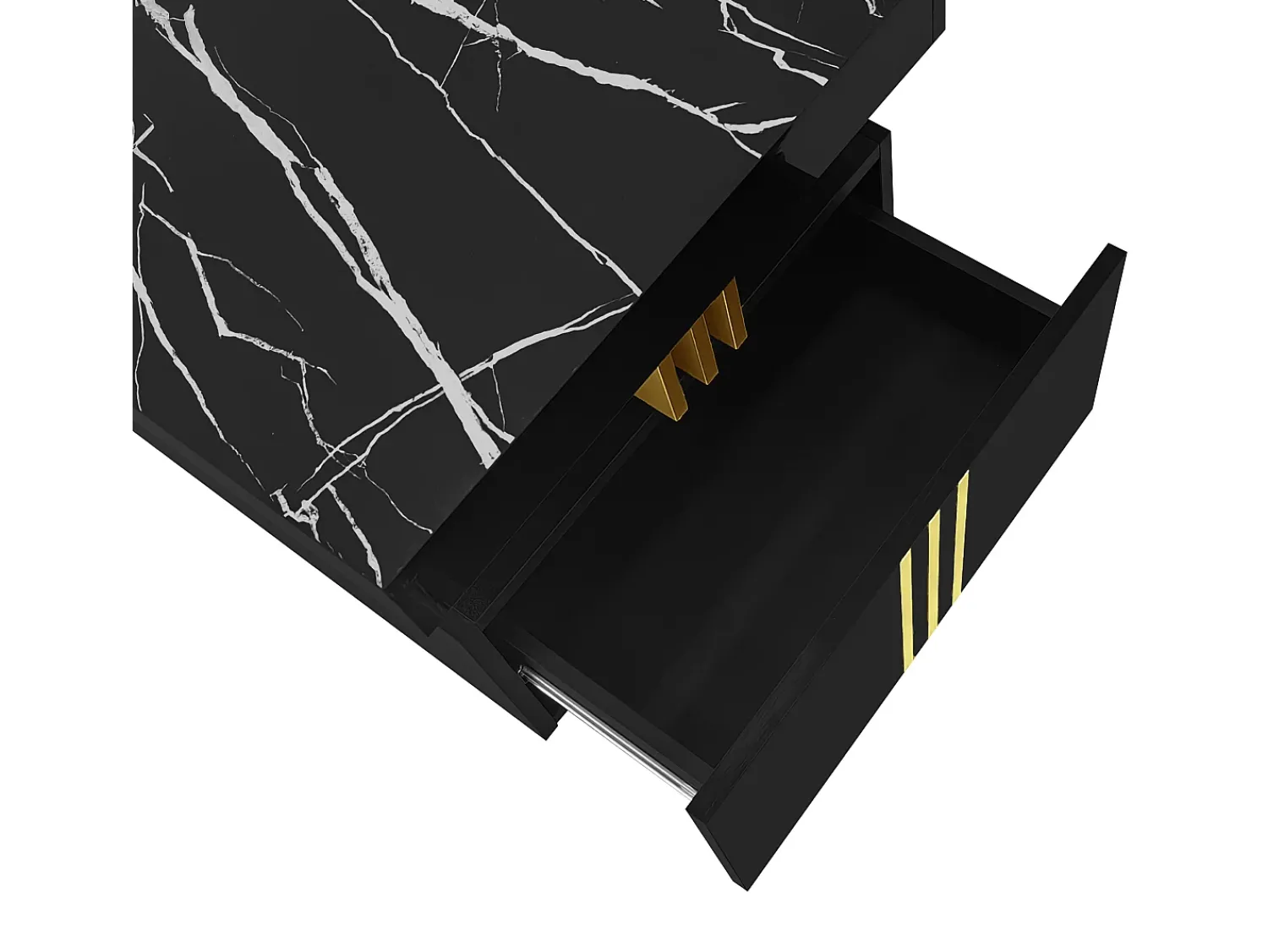 ModernLuxe Mesa de centro com 2 gavetas - placa estampada em mármore - estilo escandinavo -^ Mesa De Centro