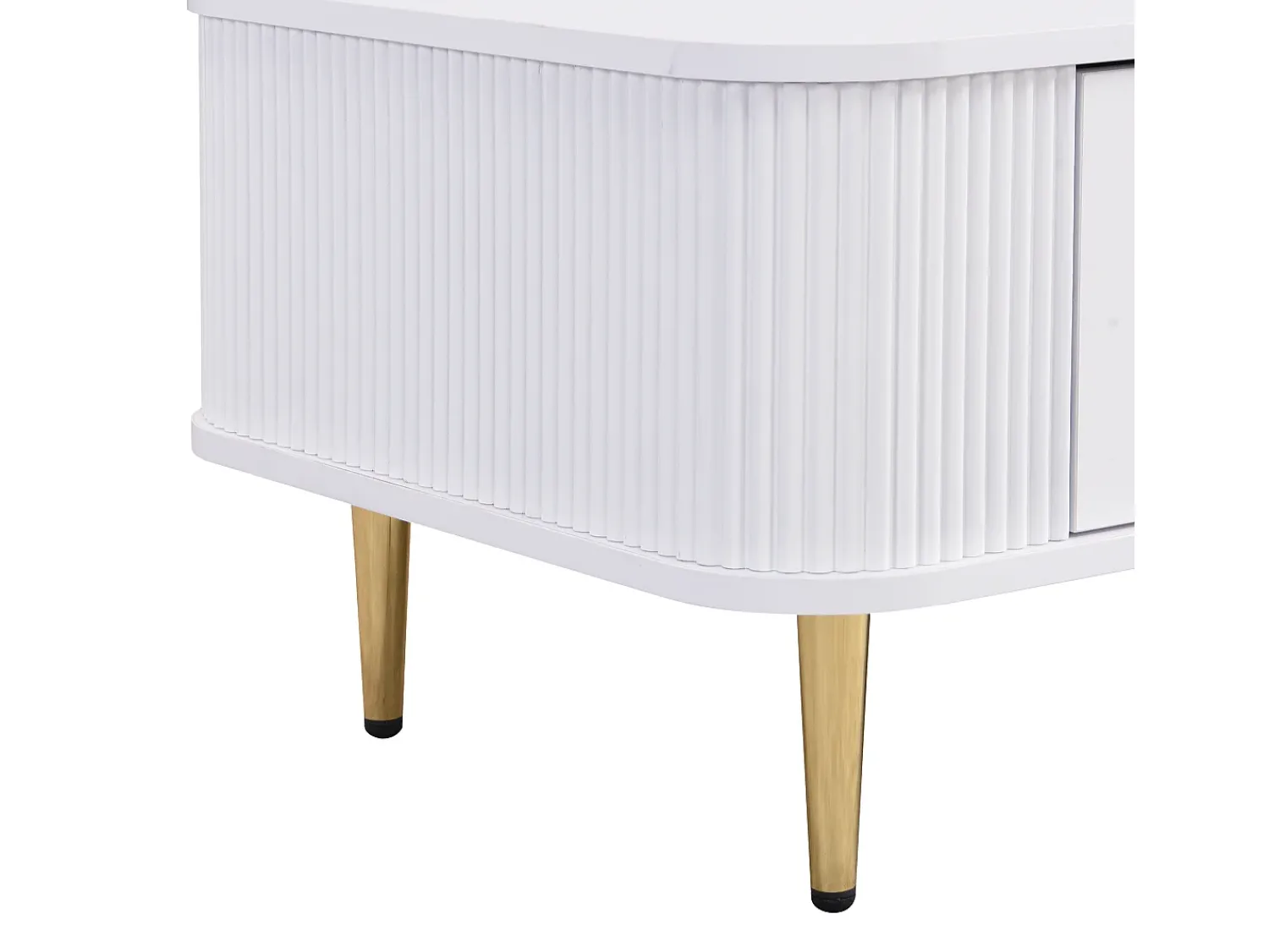 Mesa De Centro*Merax Mesa de centro com 4 gavetas - 105 x 51 x 36 cm - Madeira MDF - Puxadores e pés dourados - Branco
