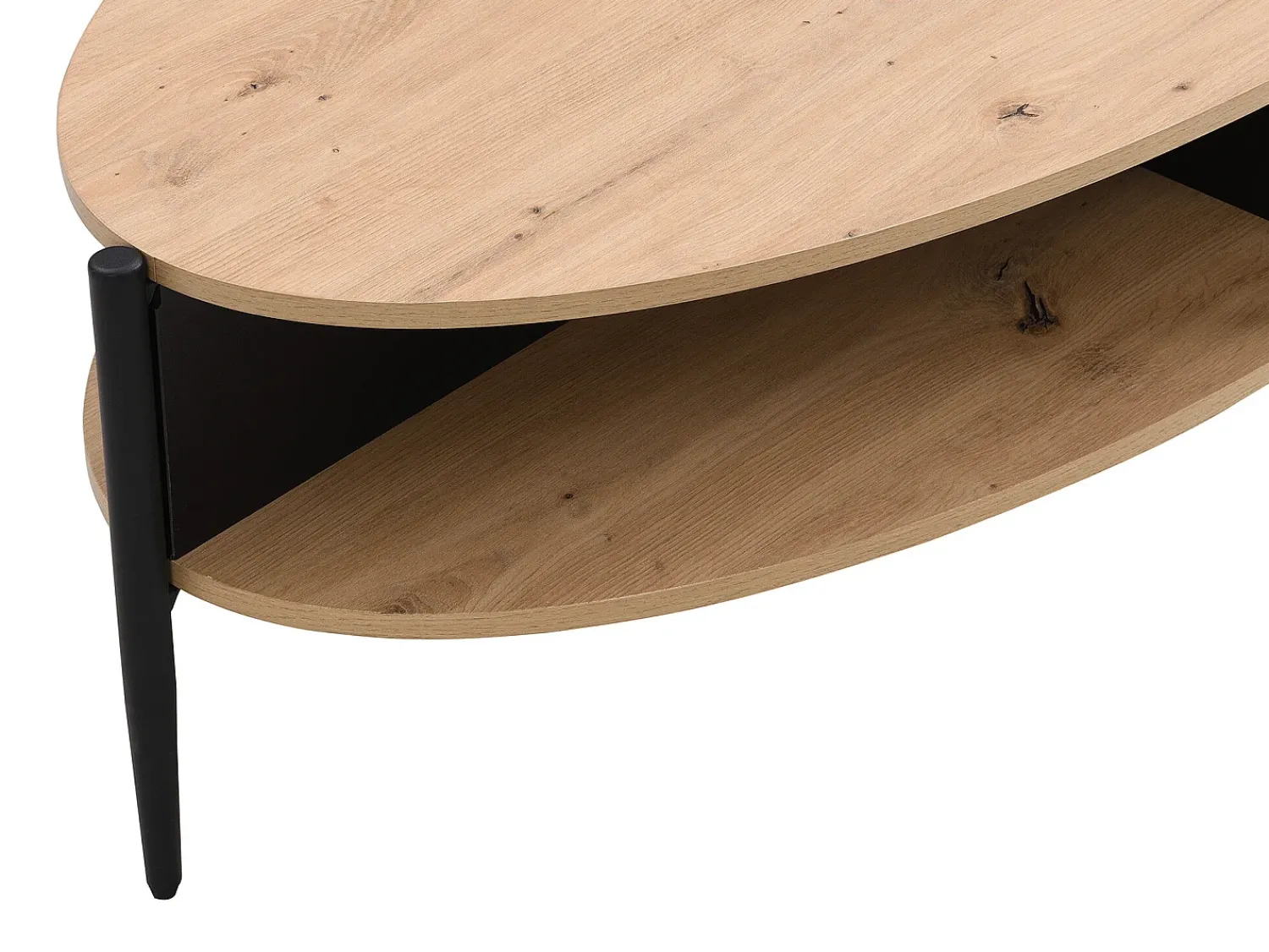 Vente-unique Mesa de centro com 4 nichos em MDF e metal - Natural claro e Preto - EVARO^ Mesa De Centro