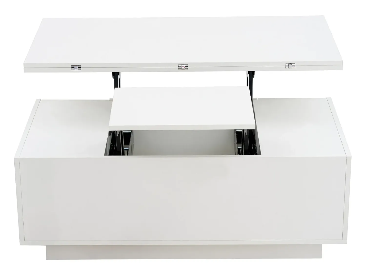Mesa De Centro| Mesa de centro com 2 tampos eleváveis, mesa 3 em 1, 2 portas, para sala de estar, branca, 100 x 50 x 55 cm Branco