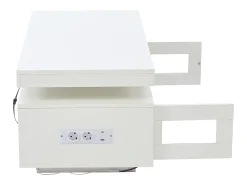 Mesa De Centro* Mesa de centro com acabamento brilhante, iluminação LED, estrutura em aglomerado e vidro temperado, 100 x 50 x 43 cm, branca. Branco