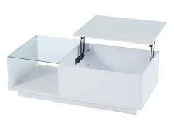 Mesa De Centro* Mesa de centro com altura ajustável, espaço de armazenamento oculto e prateleira, 50 x 100 x 33 cm, branca. Branco