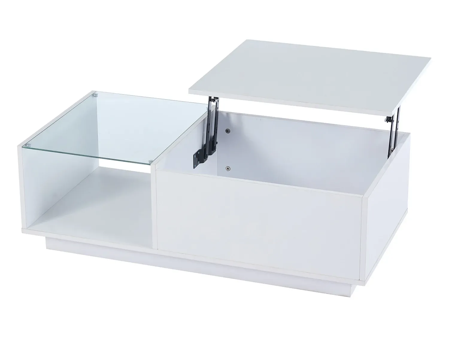 Mesa De Centro* Mesa de centro com altura ajustável, espaço de armazenamento oculto e prateleira, 50 x 100 x 33 cm, branca. Branco