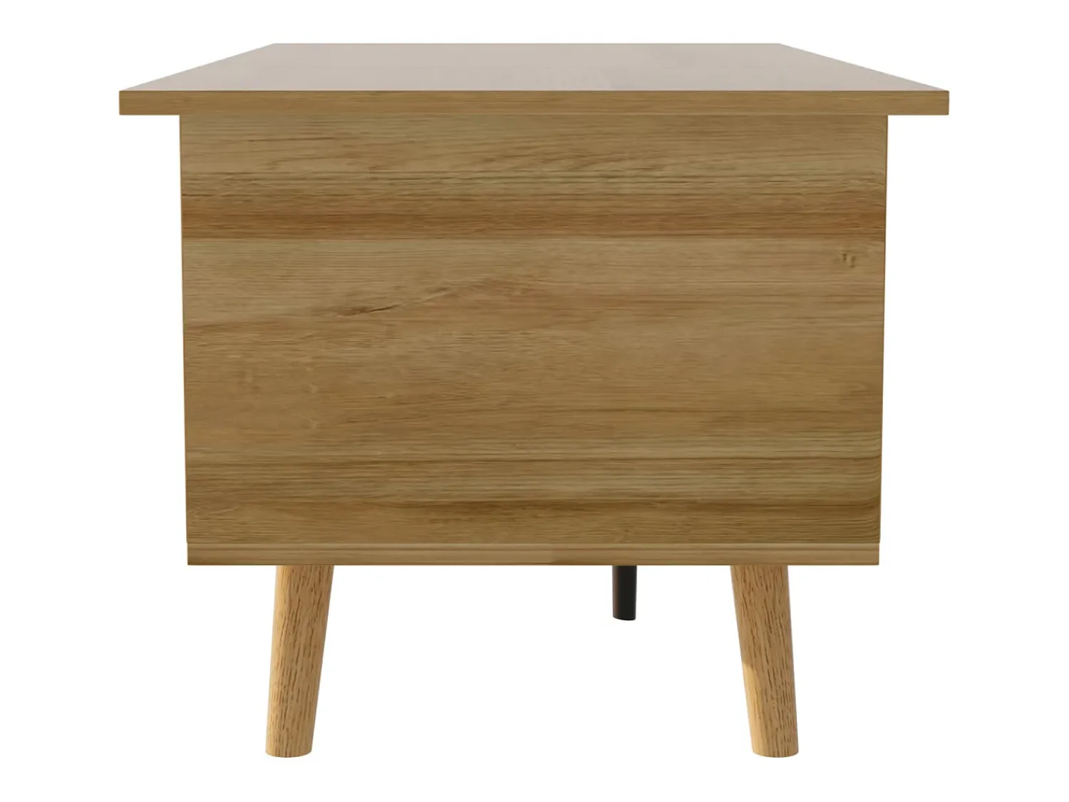 Mesa De Centro| Mesa de centro com altura ajustável - Compartimento de armazenamento oculto - Com tampo dobrável - Madeira Natural claro