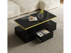ModernLuxe Mesa de centro com arrumação com LED - aspeto brilhante -^ Mesa De Centro