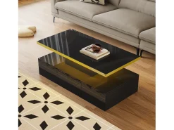 ModernLuxe Mesa de centro com arrumação com LED - aspeto brilhante -^ Mesa De Centro