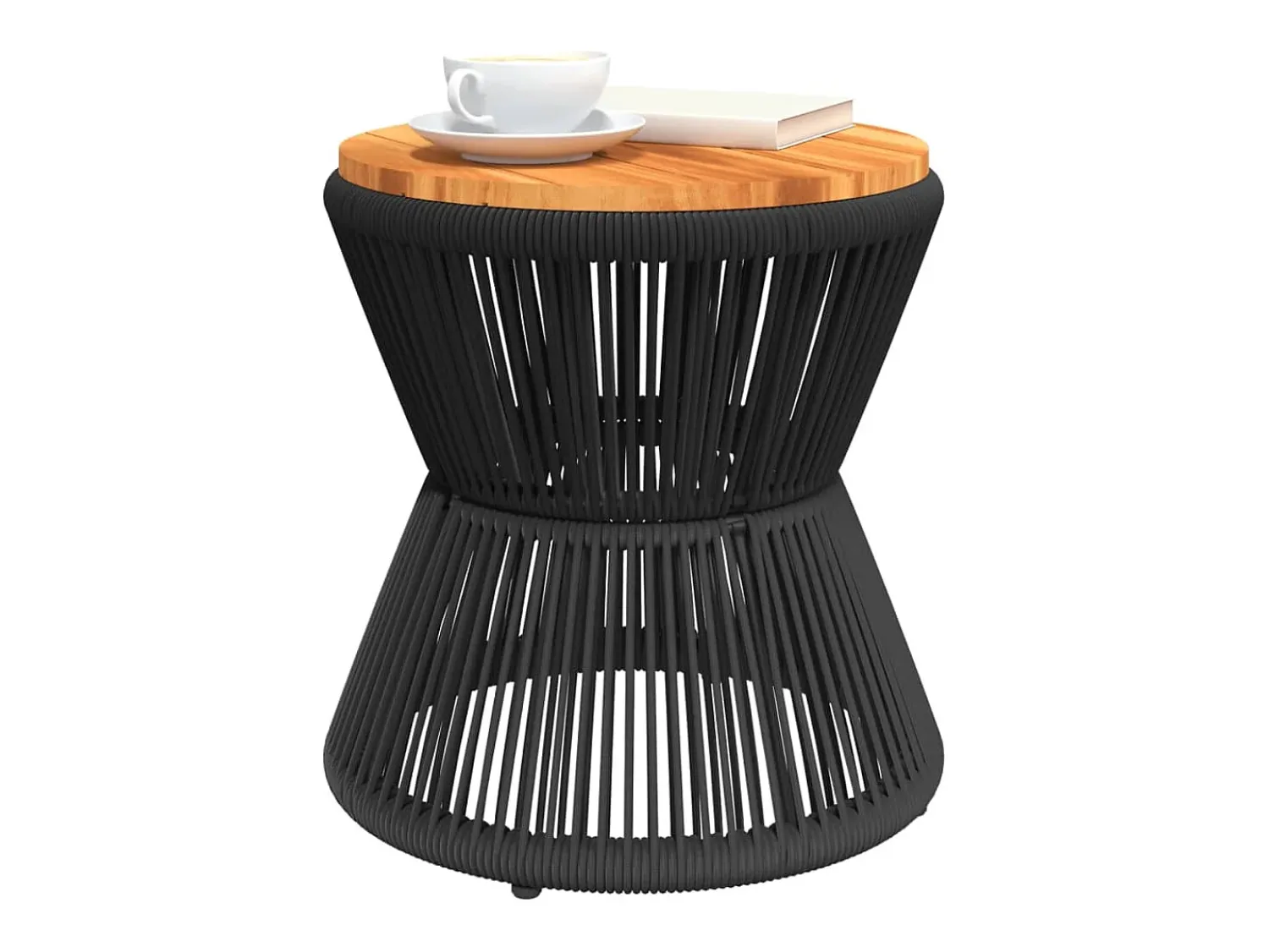 Sale Mesa de centro com base de arame Ø 45x44 cm acácia maciça PT838379 Preto