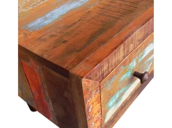 Sale vidaxl Mesa de centro com borda curva e 1 gaveta, madeira reciclada Natural claro