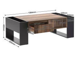 Best Mesa de centro com compartimentos de armazenamento em ambos os lados, mesa de sofá para sala de estar, madeira + cinza escuro Natural escuro