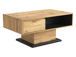 Mesa De Centro* Mesa de centro com efeito madeira, 1 gaveta sem puxador, espaço duplo para armazenamento, ampla área de armazenamento, ideal para sala de estar ou escritório. Natural escuro