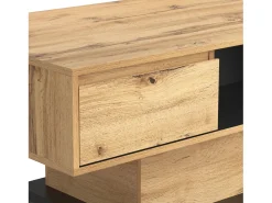 Mesa De Centro* Mesa de centro com efeito madeira, 1 gaveta sem puxador, espaço duplo para armazenamento, ampla área de armazenamento, ideal para sala de estar ou escritório. Natural escuro