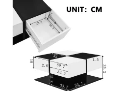 Mesa de centro com espaço de armazenamento, mesa lateral quadrada multifuncional, branca^ Mesa De Centro