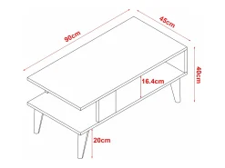 Mesa De Centro*Helloshop26 Mesa de centro com espaço de armazenamento 40 x 90 x 45 cm efeito carvalho/branco 03_0008463 Bege
