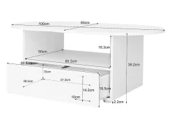 Mesa De Centro*Merax Mesa de centro com gaveta e compartimento - 100 x 60 x 39,2 cm - Aglomerado - Formato de nuvem - Cor branca Branco