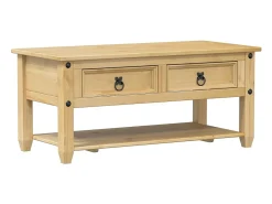 Sale Mesa de centro com gavetas Corona 100x48x45 cm pinho maciço PT899686 Castanho