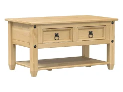 Mesa De Centro* Mesa de centro com gavetas Corona 85x50x45 cm pinho maciço PT238228 Castanho