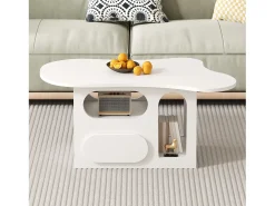 Mesa De Centro*Merax Mesa de centro com gavetas - 97 x 45 x 43,5 cm - em forma de nuvem com armazenamento - aglomerado - Branco