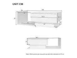 Mesa De Centro*Merax Mesa de centro com gaveta grande - 100x50x32 cm - LEDs - tampo de vidro - Aglomerado - brilhante Branco