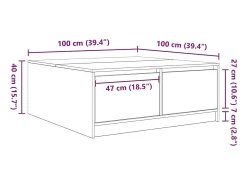 Mesa De Centro*vidaxl Mesa de centro com gavetas 100x100x40 cm -cimento Cinzento