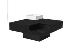 Sale Hauss Spole Mesa de centro com iluminação LED e caixa de arrumação amovível - Acabamento em brilhante Preto