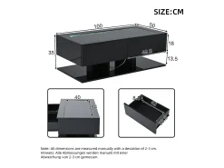 Hauss Spole Mesa de centro com iluminação LED em lacado , 100x50x35 cm, com 2 gavetas e tampo em vidro.^ Mesa De Centro
