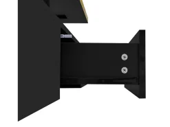 Mesa De Centro* Mesa de centro com iluminação LED, mesa com gavetas, mesa lateral com duas prateleiras, preta Preto