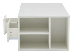Mesa De Centro* Mesa de centro com iluminação LED, mesa de sofá brilhante com 2 gavetas, 100 x 50 x 35 cm, para sala de estar, branca. Branco