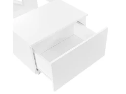 Mesa De Centro|ModernLuxe Mesa de centro com LED - 2 gavetas e 1 compartimento aberto - Branco