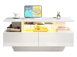 ModernLuxe Mesa de centro com LED - com 2 gavetas -^ Mesa De Centro