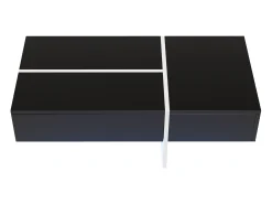Mesa De Centro* Mesa de centro com LED, espaço de armazenamento, acabamento brilhante e gavetas, estilo moderno, preta. Preto