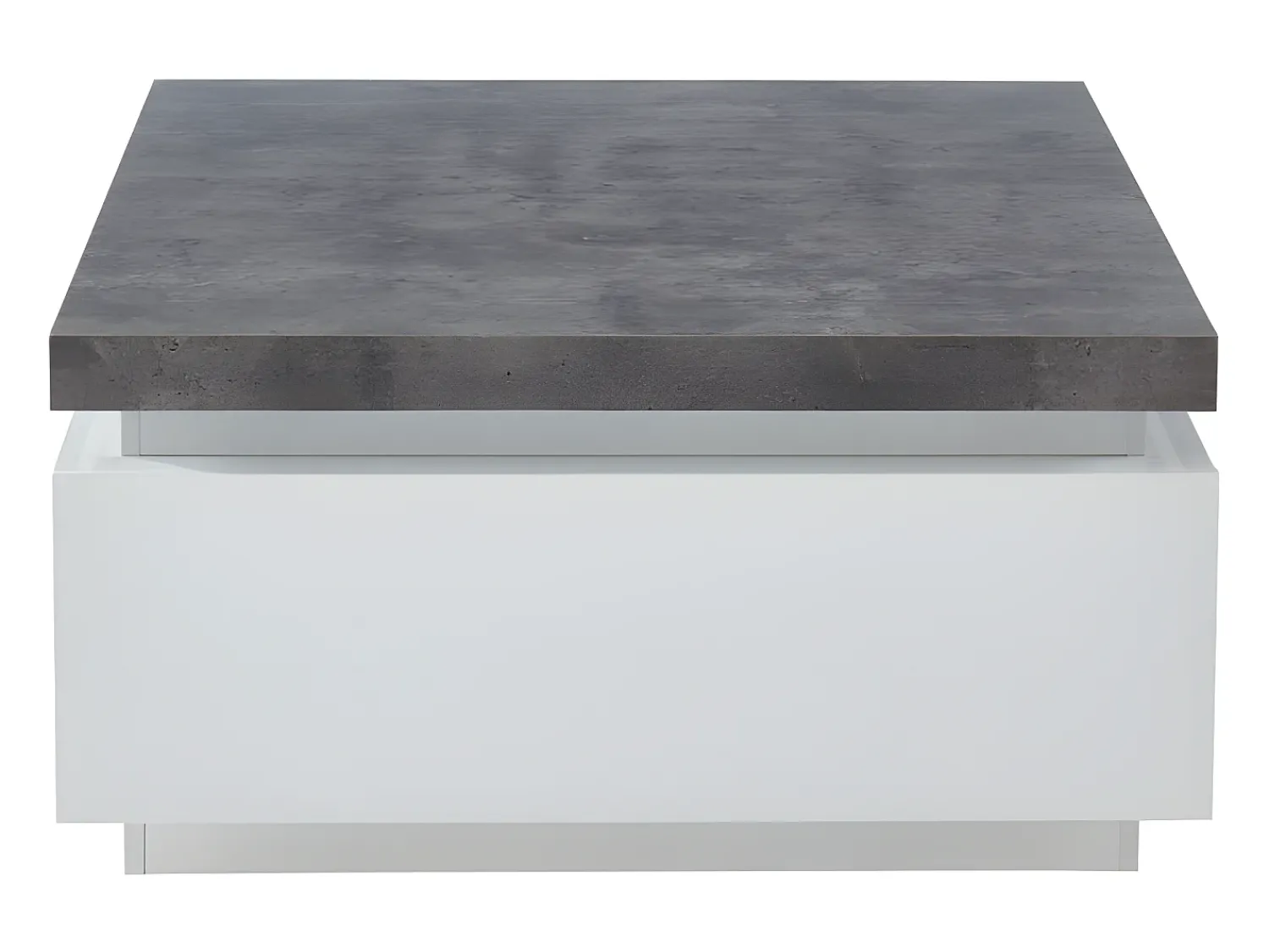 Mesa De Centro|Vente-unique Mesa de centro com LEDs - 2 gavetas - MDF lacado - Branco e cinza cimento. HALO II Cinzento / Branco