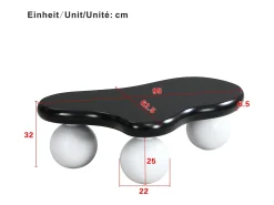 Mesa De Centro|Merax Mesa de centro com LEDs - 95 x 62,5 x 32 cm - design em forma de nuvem e pernas redondas - + branco Preto