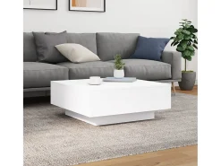 New vidaxl Mesa de centro com luzes LED 80x80x31cm Branco