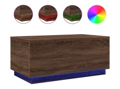 Mesa De Centro* Mesa de centro com luzes LED 90x50x40 cm carvalho PT196993 Castanho