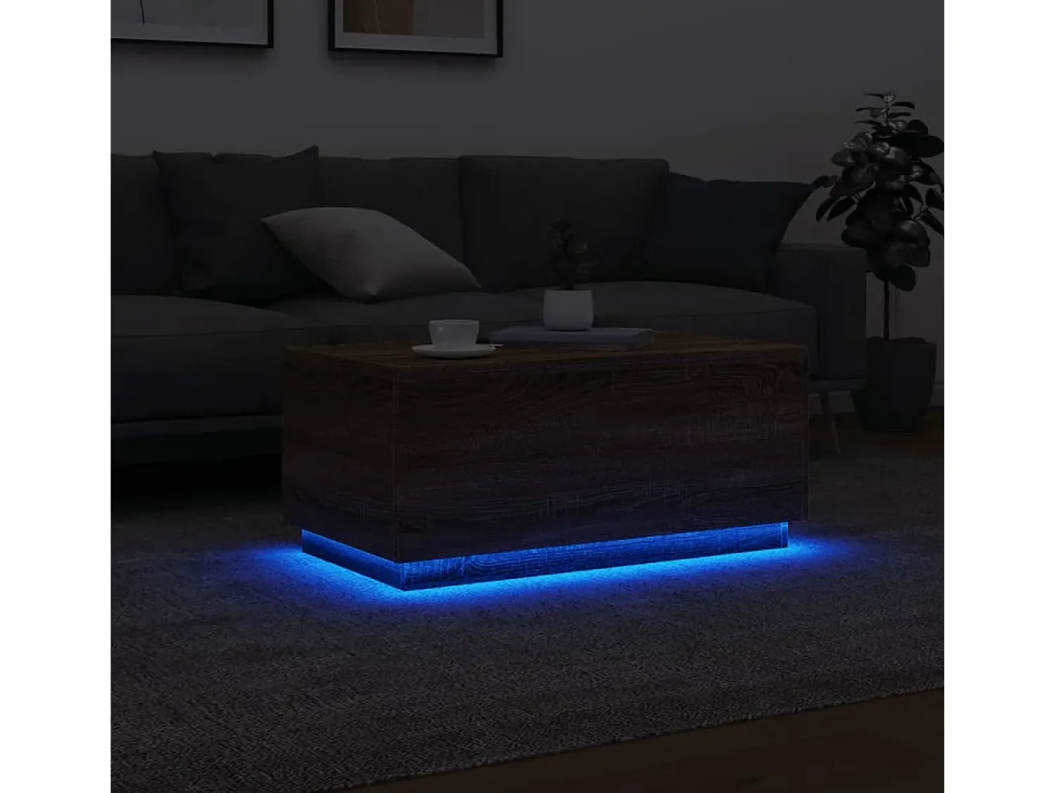 Mesa De Centro* Mesa de centro com luzes LED 90x50x40 cm carvalho PT196993 Castanho