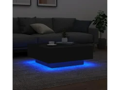Mesa de centro com luzes LED 80x80x31 cm PT253742 Preto