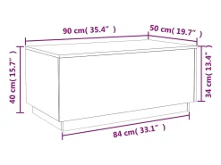 New vidaxl Mesa de centro com luzes LED 90x50x40 cm carvalho castanho Natural claro
