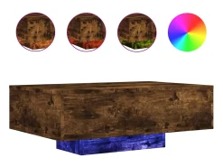 Mesa De Centro* Mesa de centro com luzes LED 85x55x31 cm carvalho fumado PT849965 Castanho