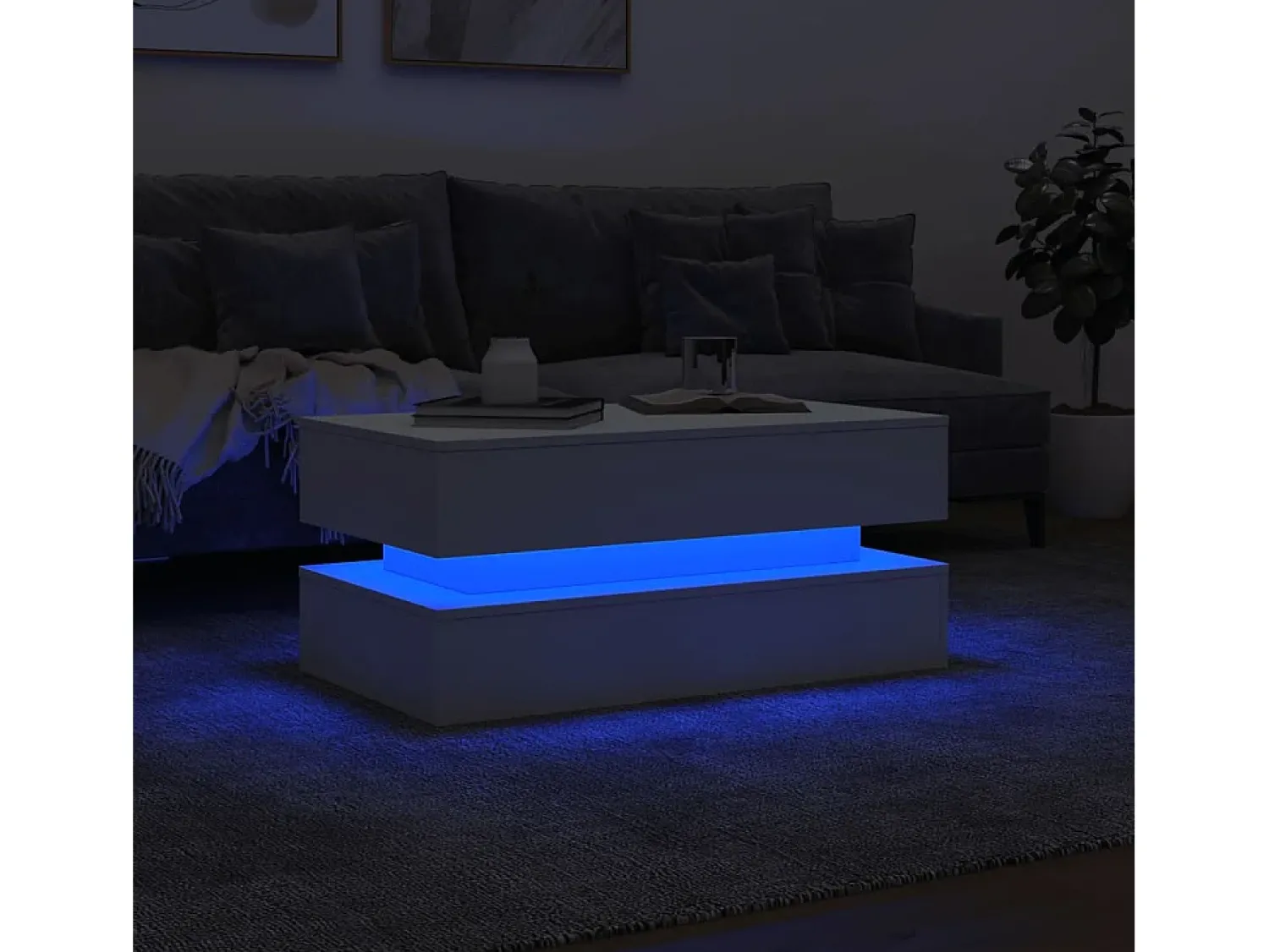 Mesa de centro com luzes LED 90x50x40 cm PT175292^ Mesa De Centro