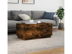 New Mesa de centro com luzes LED 90x50x40 cm carvalho fumado PT187059 Castanho