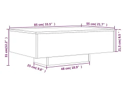 Online vidaxl Mesa de centro com luzes LED 85x55x31 cm Preto