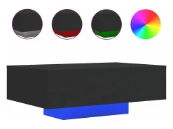 Online vidaxl Mesa de centro com luzes LED 85x55x31 cm Preto